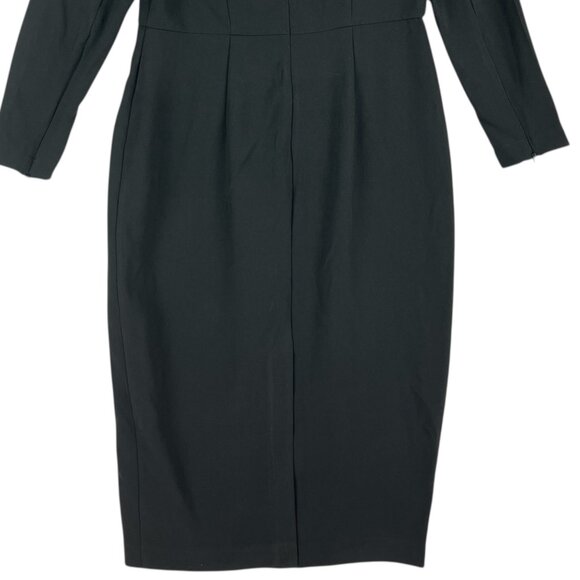 Sergio Hudson Women's Black Long Sleeve Zip Back Midi Sheath Dress Sz Large NWT - Picture 7 of 14